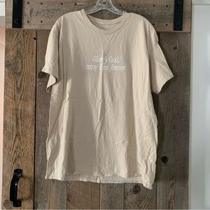 Women’s Unisex XL WWJD HWLF Glorify God Enjoy Him Forever Tan White Graphic Tee